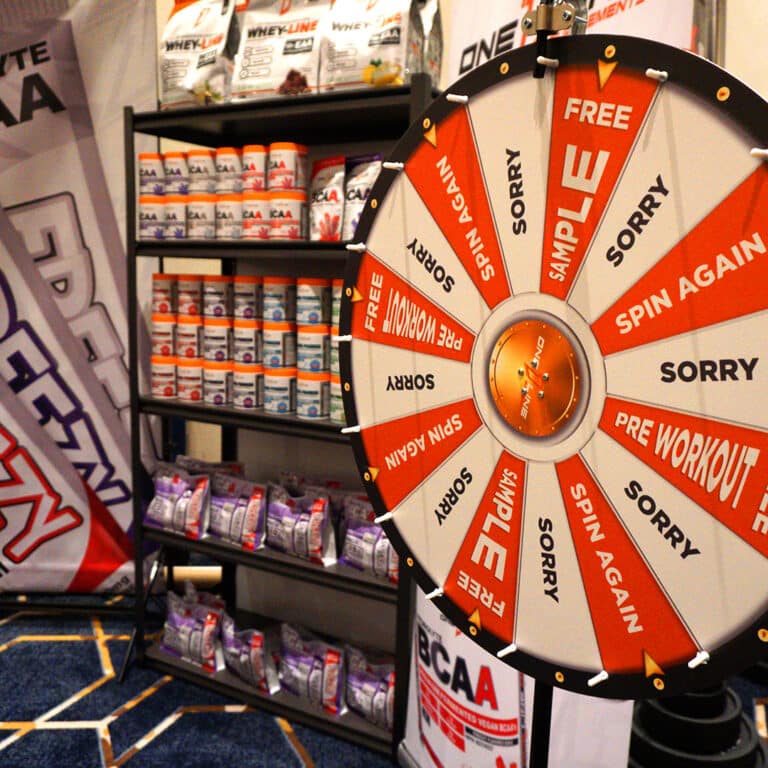 roue-tirage-kiosque-evenement-pro-show-toronto-one-line-supplements